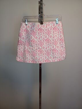 Pink Patterned A-Line Mini Skort